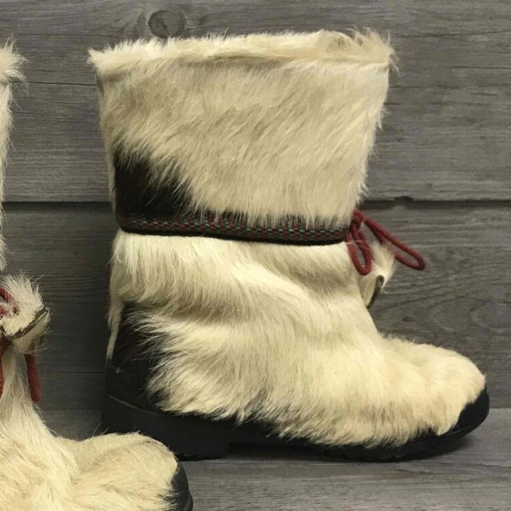 Datcha Women's 6 Pichette Jean-Claude Killy sheep Fur Boots vintage 1970's - Picture 7 of 8